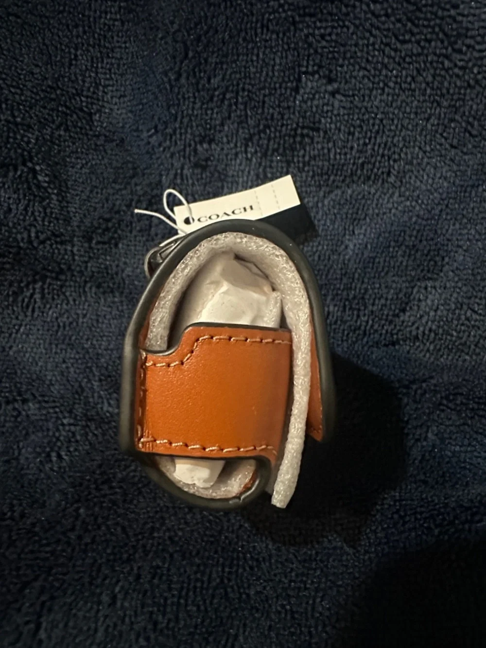 Coach Orange Leather Key Pouch with Silver Hardware